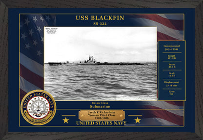 USS Blackfin SS-322 Framed Patriotic Photo