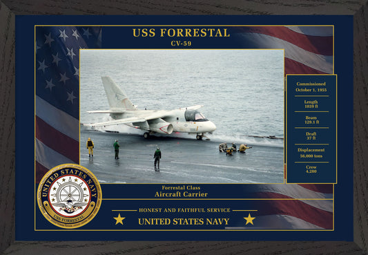 USS Forrestal CV-59 Framed Patriotic Photo