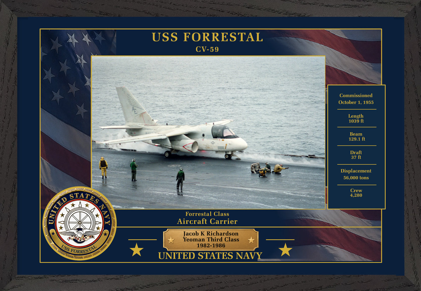 USS Forrestal CV-59 Framed Patriotic Photo