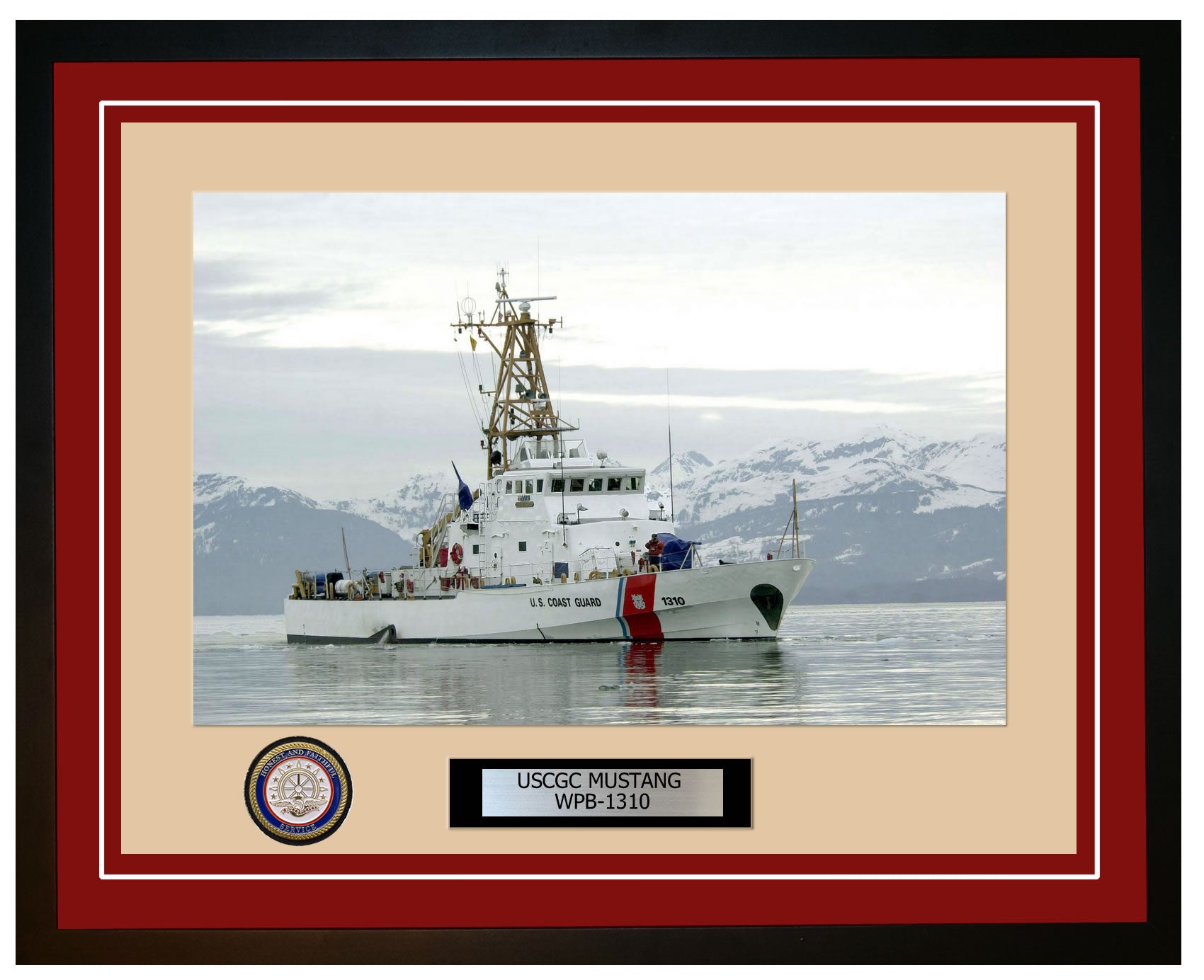 USCGC MUSTANG WPB 1310 Framed Coast Guard Ship Photo Burgundy 77WPB1310