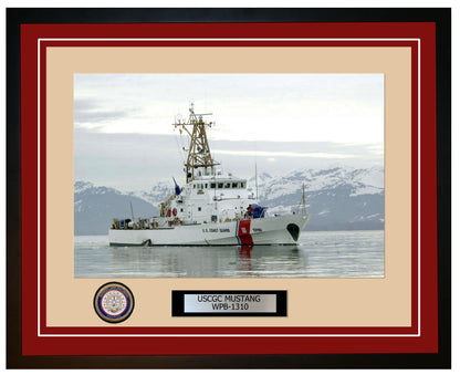 USCGC MUSTANG WPB 1310 Framed Coast Guard Ship Photo Burgundy 77WPB1310