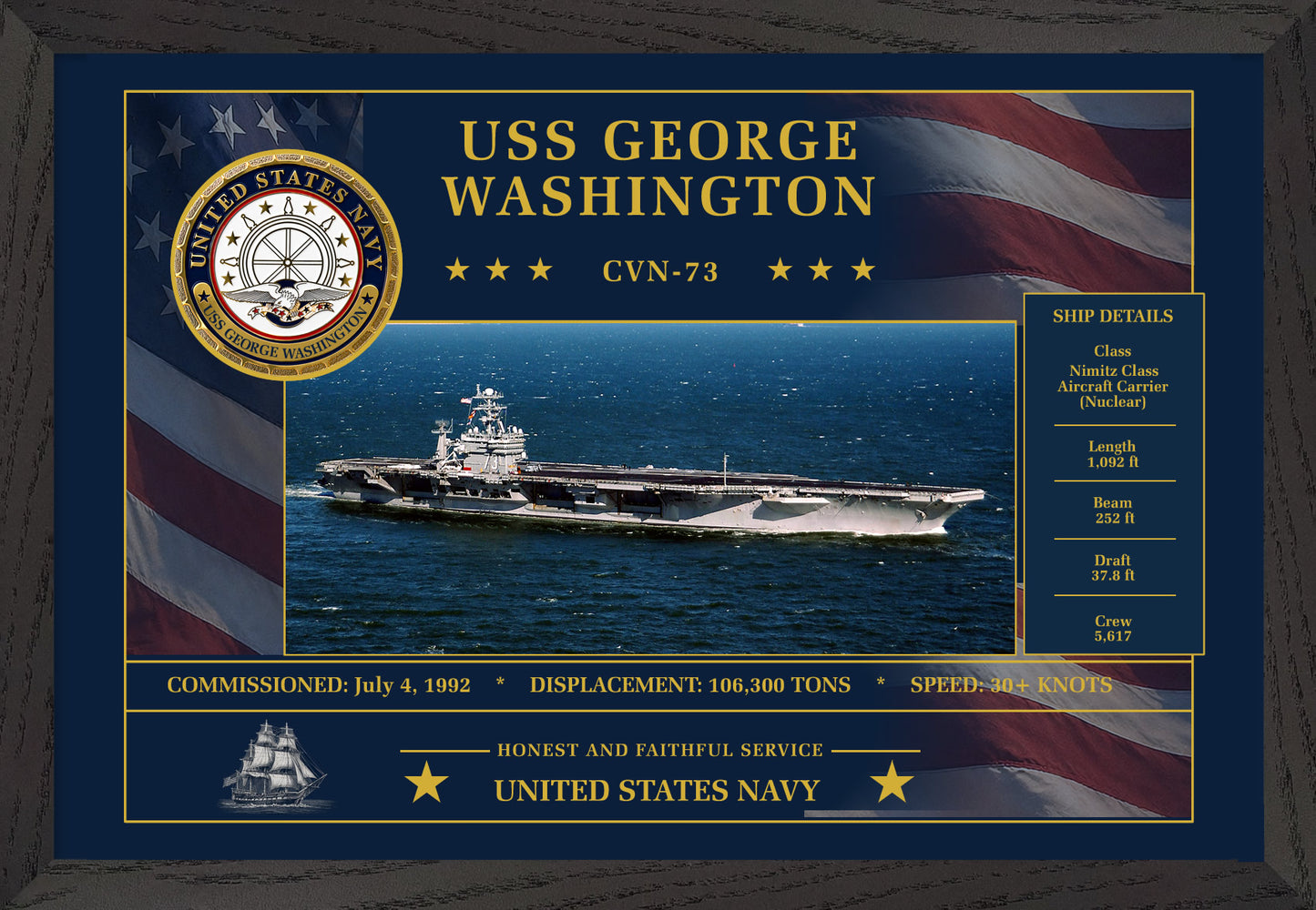 USS George Washington CVN-73 Framed Patriotic Art
