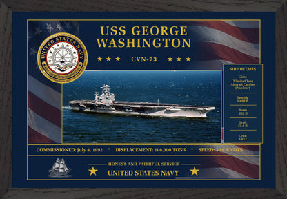 USS George Washington CVN-73 Framed Patriotic Art