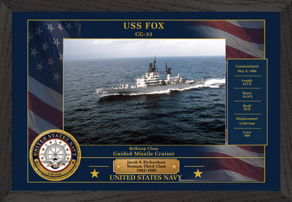 USS Fox CG-33 Framed Patriotic Photo