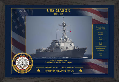 USS Mason DDG-87 Framed Patriotic Photo