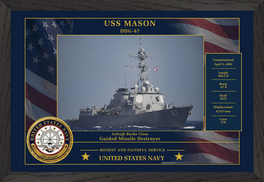 USS Mason DDG-87 Framed Patriotic Photo