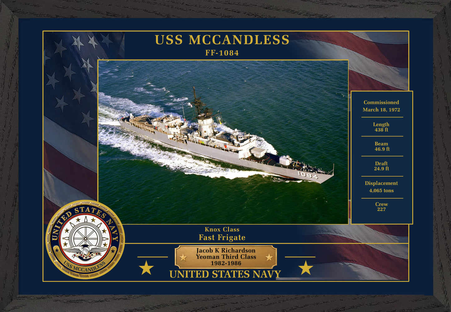 USS Mccandless FF-1084 Framed Patriotic Photo