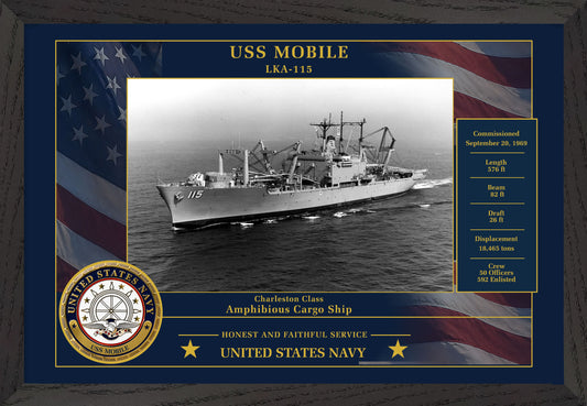 USS Mobile LKA-115 Framed Patriotic Photo