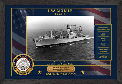 USS Mobile LKA-115 Framed Patriotic Photo
