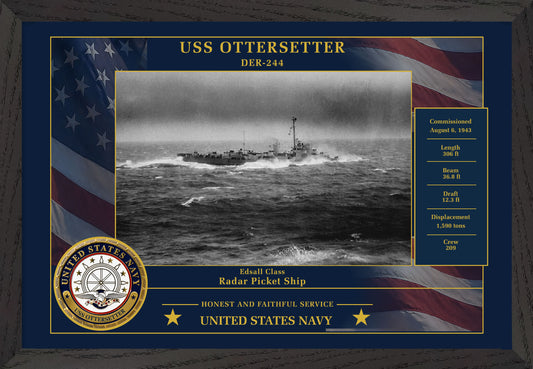 USS Ottersetter DER-244 Framed Patriotic Photo