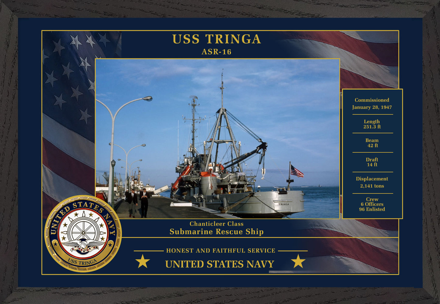 USS Tringa ASR-16 Framed Patriotic Photo