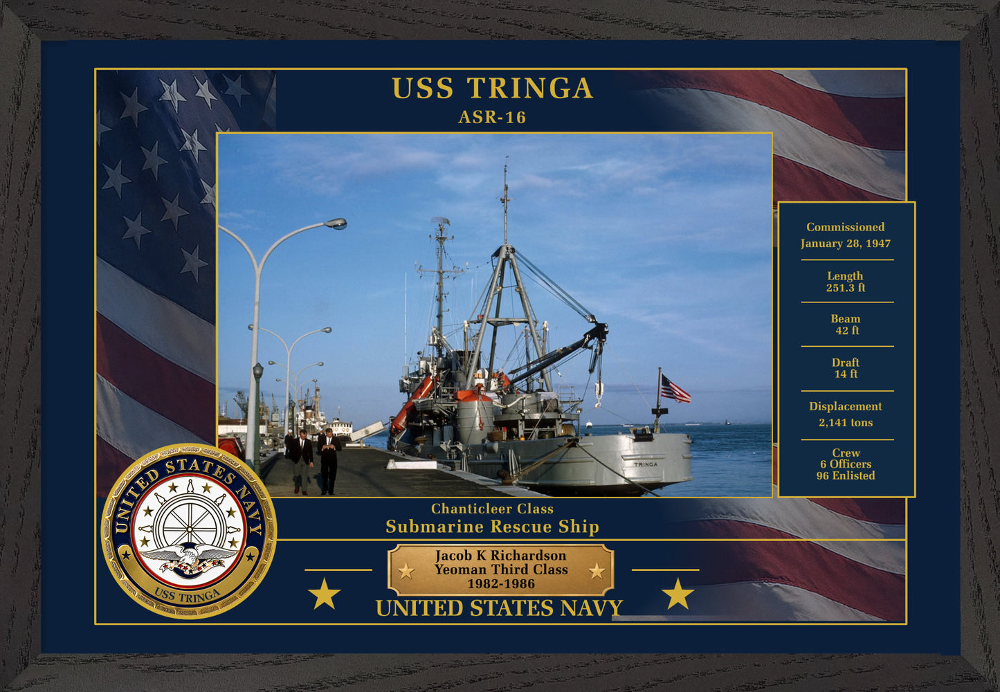 USS Tringa ASR-16 Framed Patriotic Photo