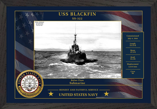 USS Blackfin SS-322 Framed Patriotic Photo
