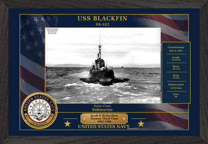USS Blackfin SS-322 Framed Patriotic Photo