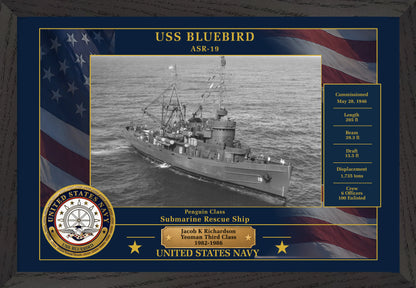 USS Bluebird ASR-19 Framed Patriotic Photo