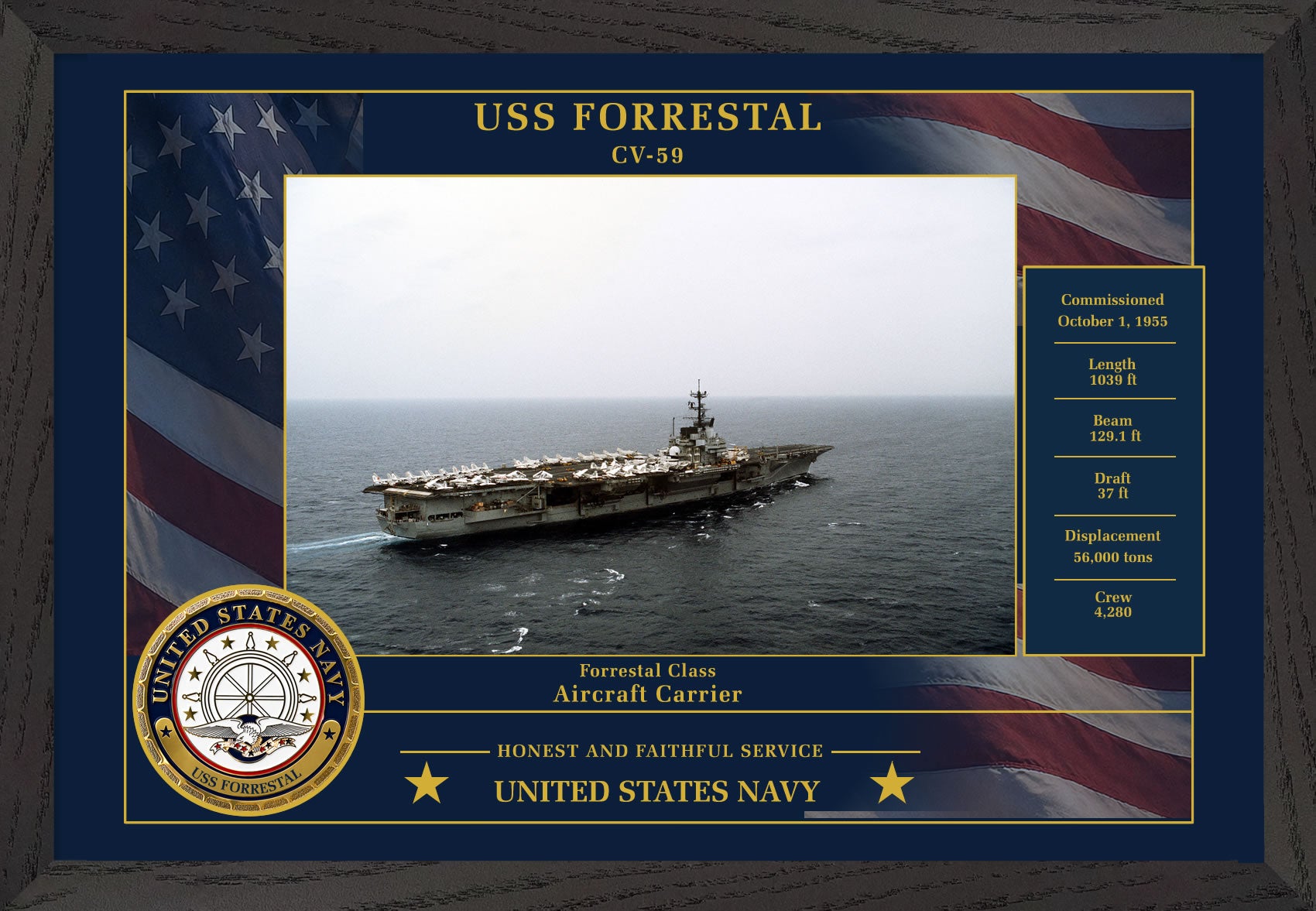 USS Forrestal CV-59 Framed Patriotic Photo