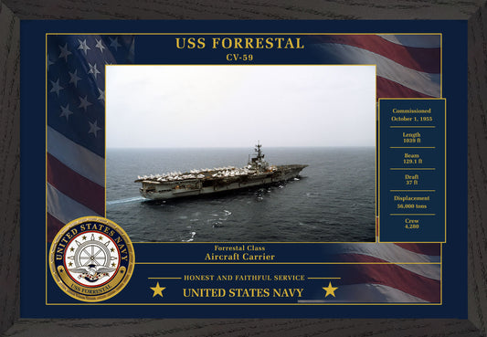 USS Forrestal CV-59 Framed Patriotic Photo