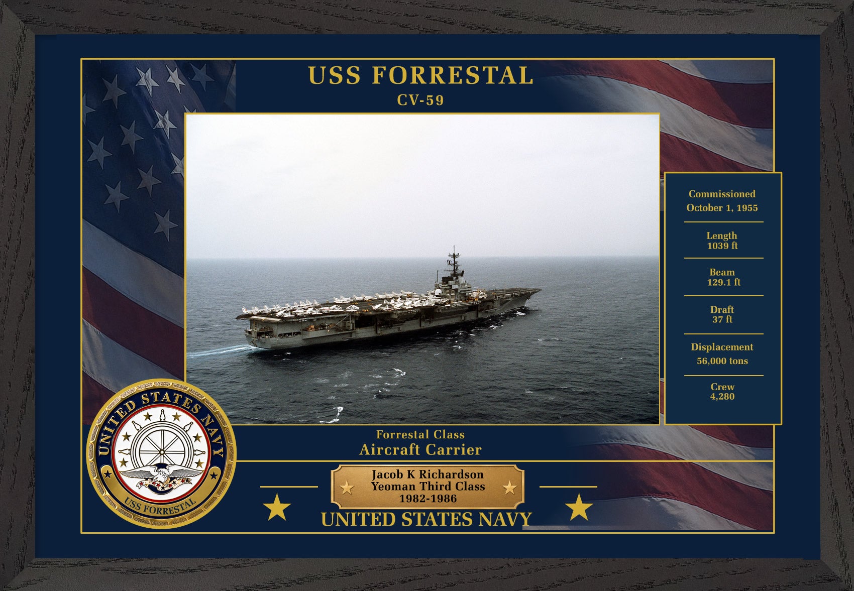 USS Forrestal CV-59 Framed Patriotic Photo