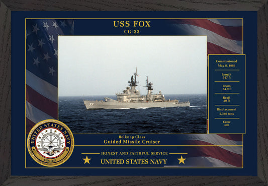 USS Fox CG-33 Framed Patriotic Photo