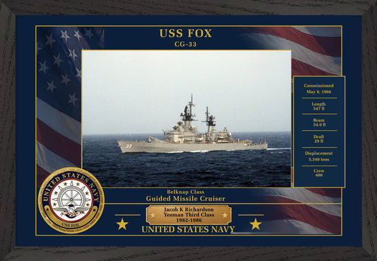USS Fox CG-33 Framed Patriotic Photo