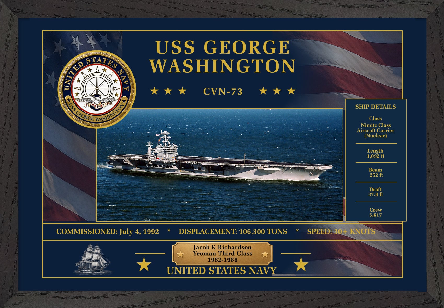 USS George Washington CVN-73 Framed Patriotic Art