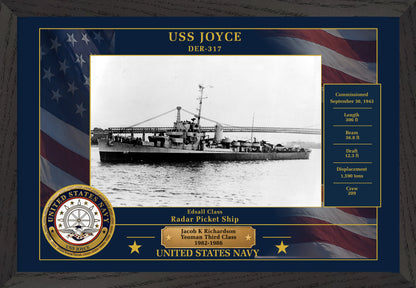 USS Joyce DER-317 Framed Patriotic Photo