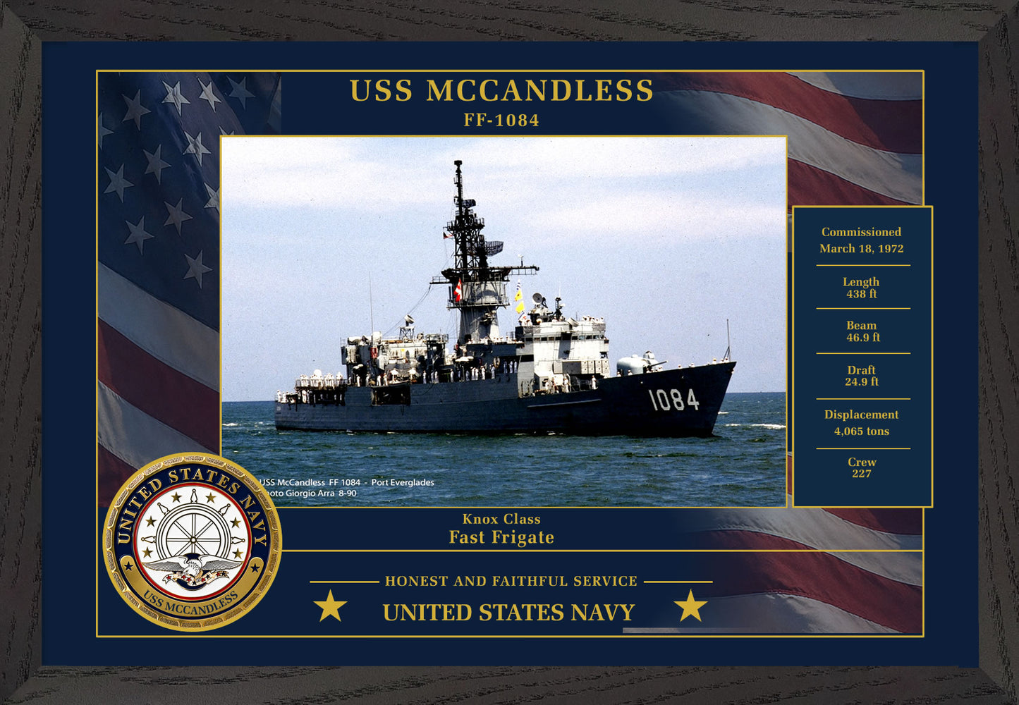 USS Mccandless FF-1084 Framed Patriotic Photo