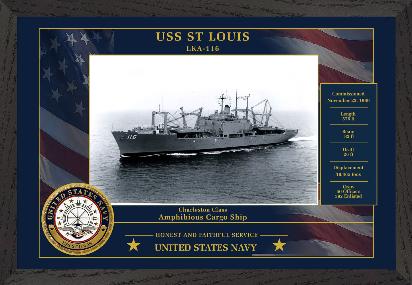 USS St Louis LKA-116 Framed Patriotic Photo