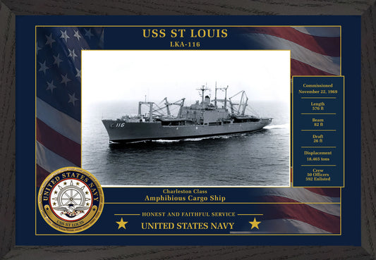 USS St Louis LKA-116 Framed Patriotic Photo