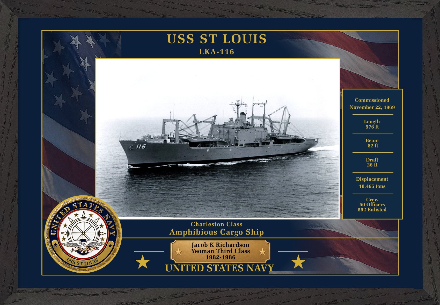 USS St Louis LKA-116 Framed Patriotic Photo