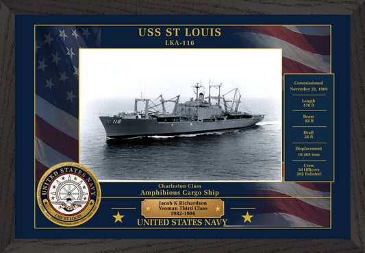 USS St Louis LKA-116 Framed Patriotic Photo