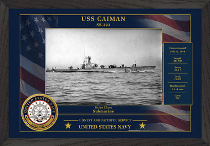 USS Caiman SS-323 Framed Patriotic Photo