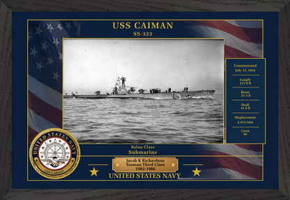 USS Caiman SS-323 Framed Patriotic Photo