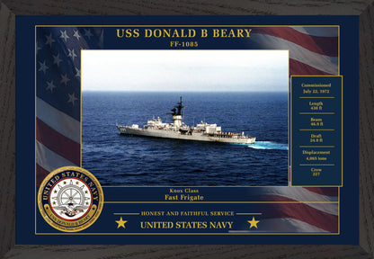 USS Donald B Beary FF-1085 Framed Patriotic Photo