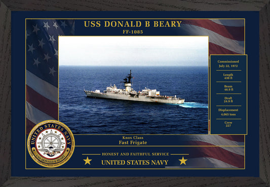 USS Donald B Beary FF-1085 Framed Patriotic Photo