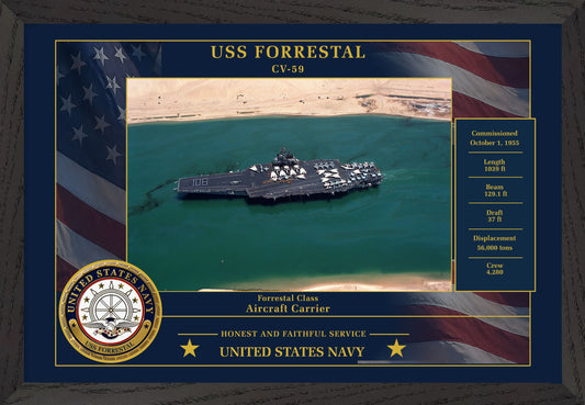USS Forrestal CV-59 Framed Patriotic Photo
