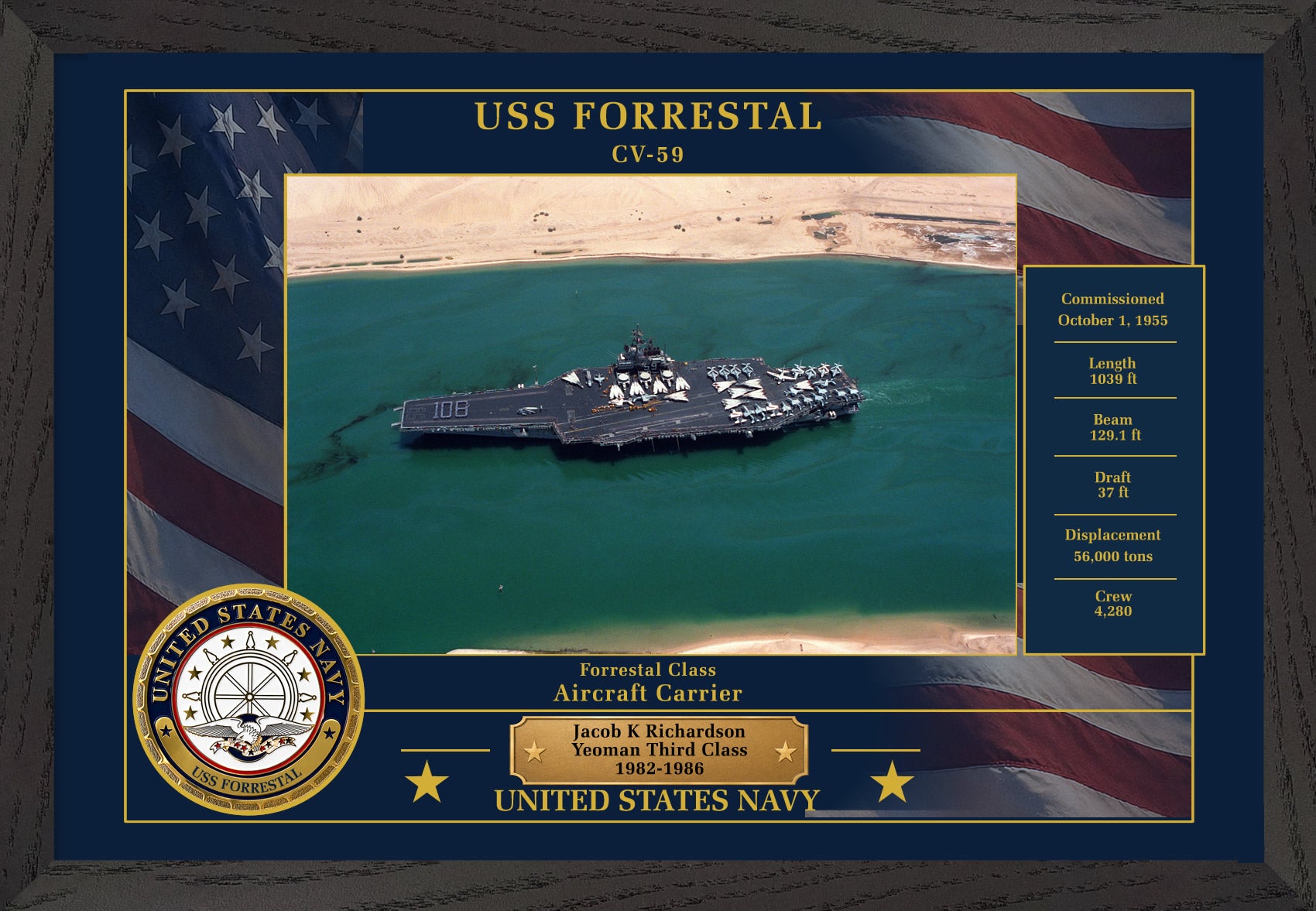 USS Forrestal CV-59 Framed Patriotic Photo