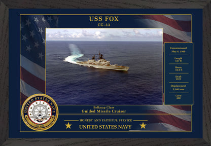 USS Fox CG-33 Framed Patriotic Photo