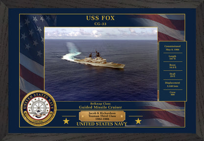USS Fox CG-33 Framed Patriotic Photo