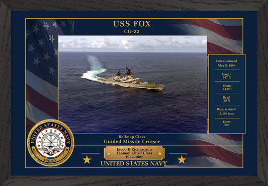 USS Fox CG-33 Framed Patriotic Photo