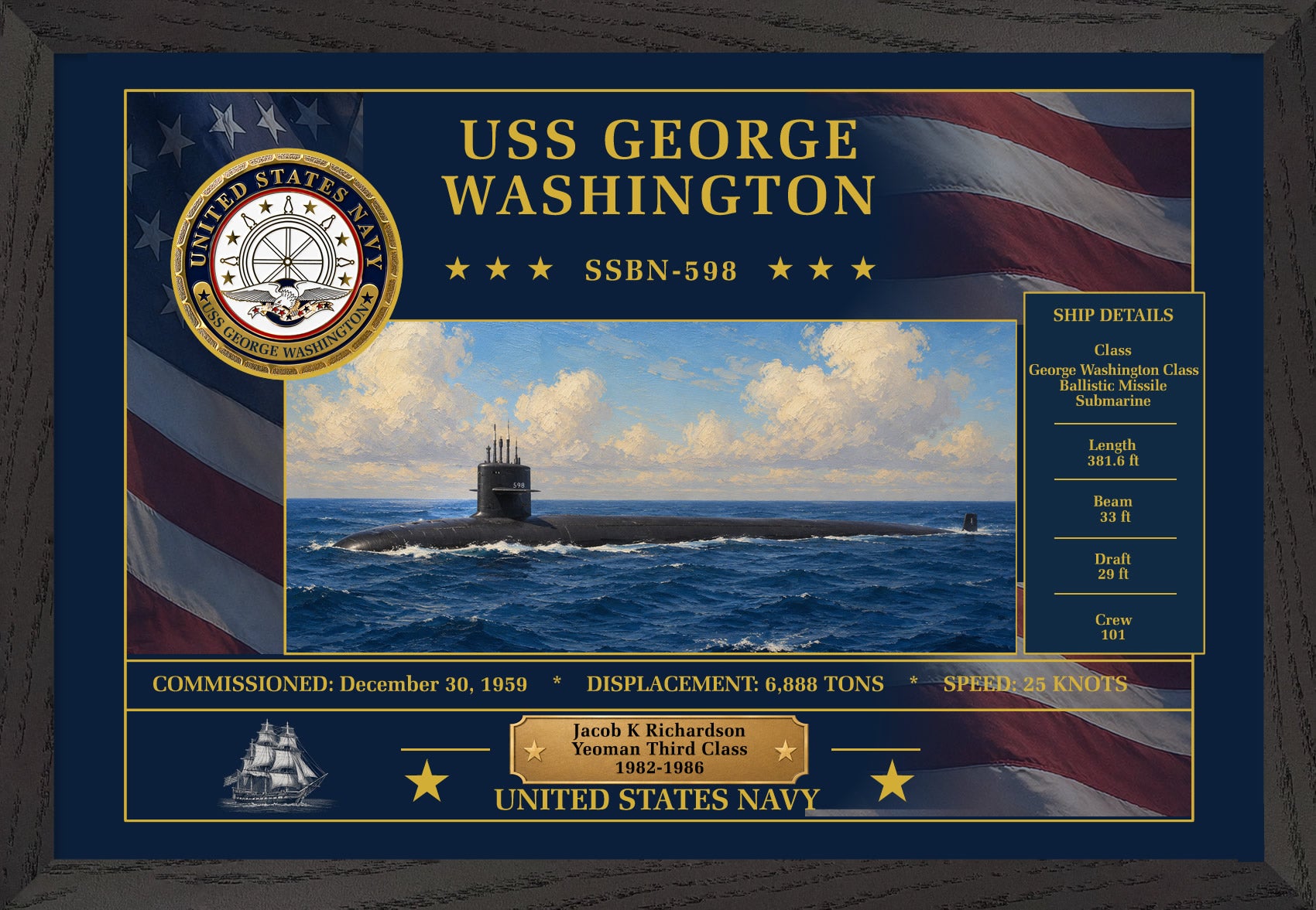 USS George Washington SSBN-598 Framed Patriotic Art