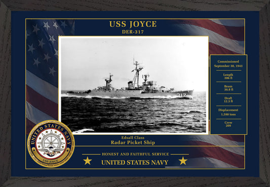 USS Joyce DER-317 Framed Patriotic Photo