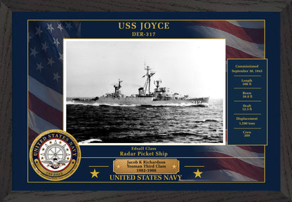 USS Joyce DER-317 Framed Patriotic Photo