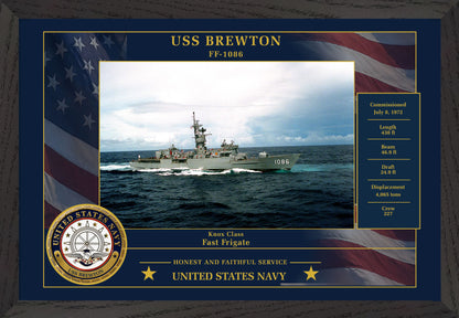 USS Brewton FF-1086 Framed Patriotic Photo