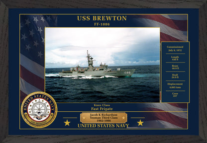 USS Brewton FF-1086 Framed Patriotic Photo
