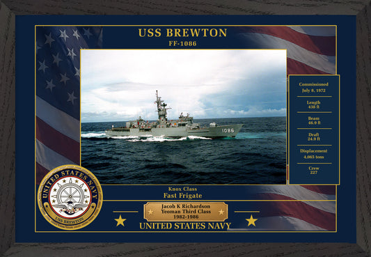 USS Brewton FF-1086 Framed Patriotic Photo