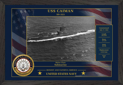 USS Caiman SS-323 Framed Patriotic Photo