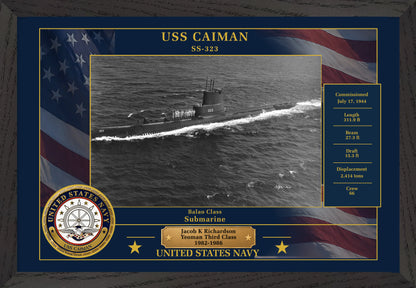 USS Caiman SS-323 Framed Patriotic Photo