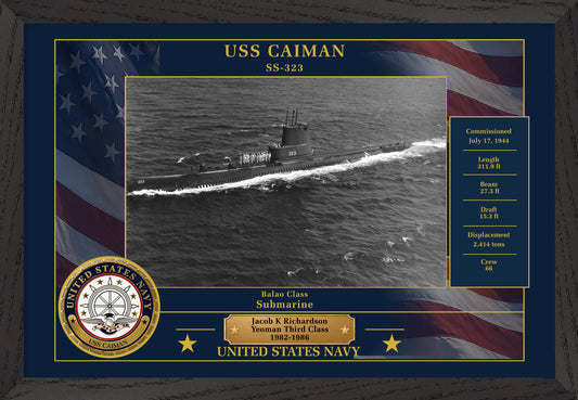 USS Caiman SS-323 Framed Patriotic Photo
