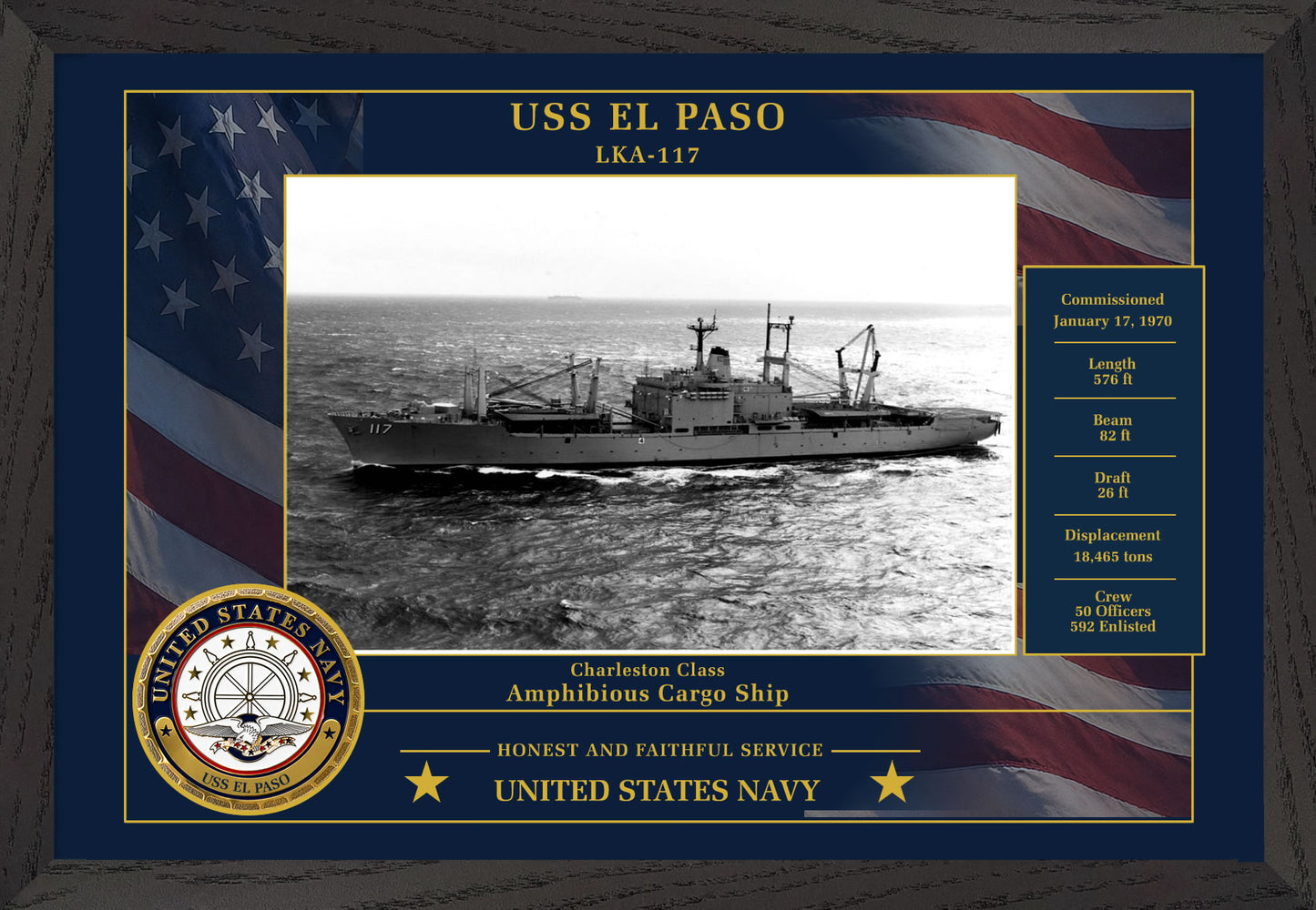 USS El Paso LKA-117 Framed Patriotic Photo